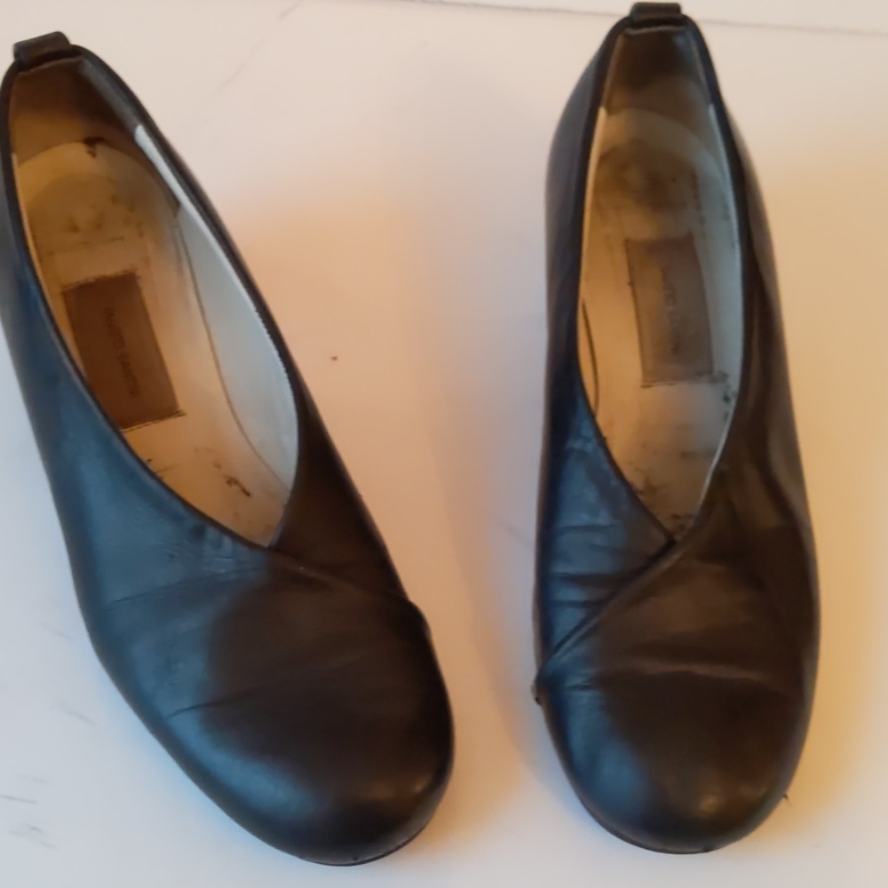 Fausto Santini low-heel black leather shoes-sz 8 (EU  38)